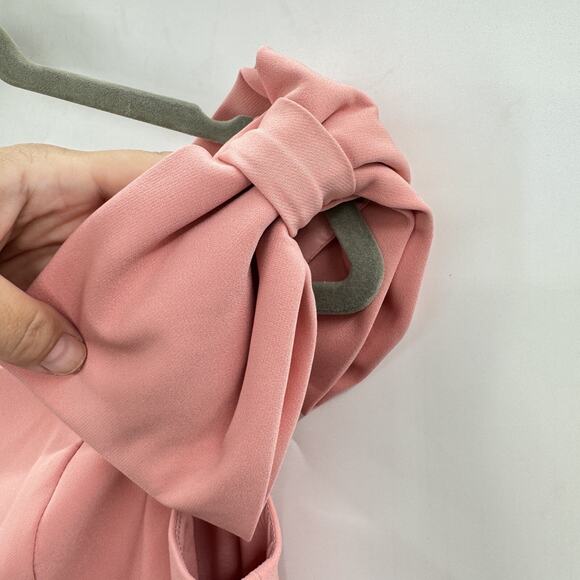 Aidan Maddox Off the Shoulder Bow Jumpsuit Size 4 Rose Pink Wide Leg New $245 - Picture 10 of 16